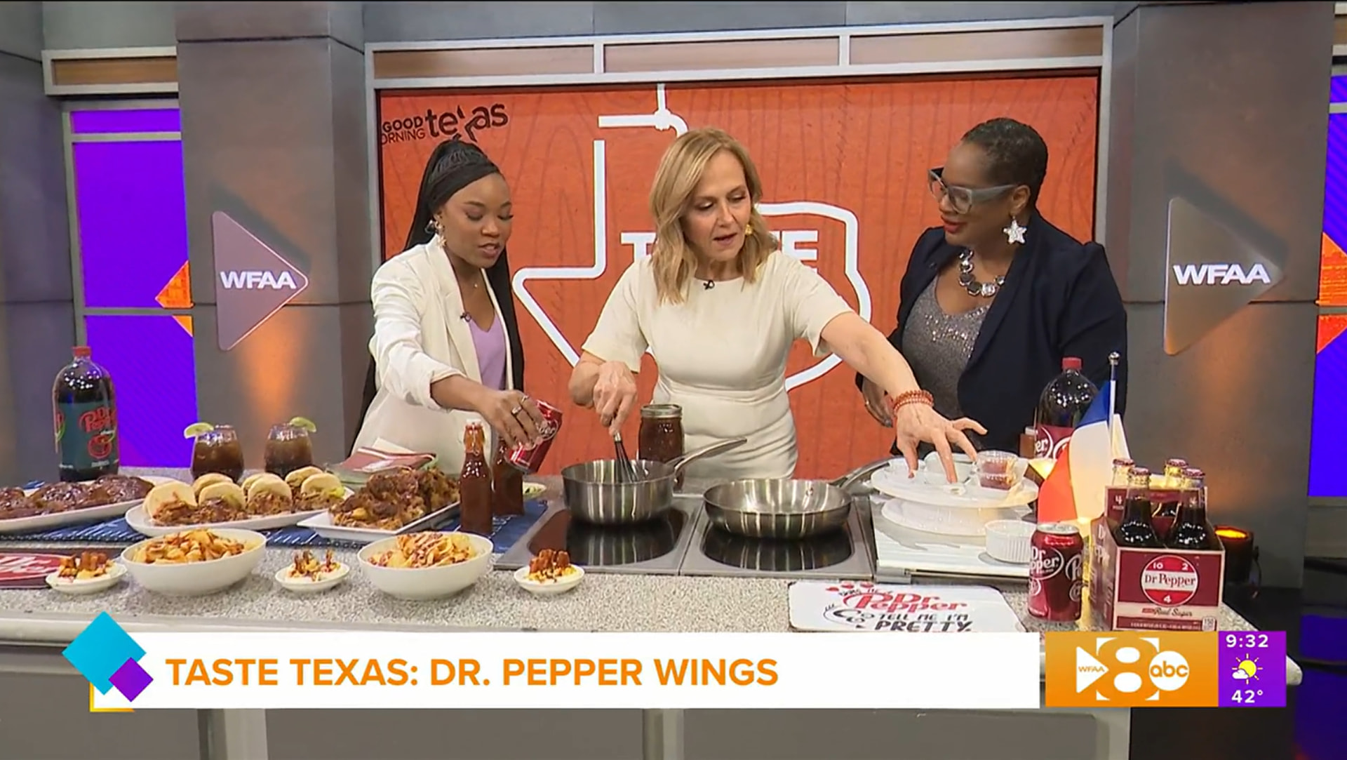 Chef Lorious making Dr Pepper wings live on Good Morning Texas