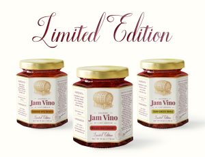 Three jars of jam with a gold lid and the words " limited edition "