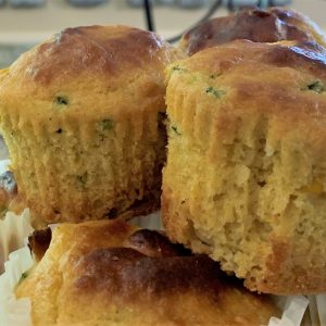 A close up of some muffins on top of each other